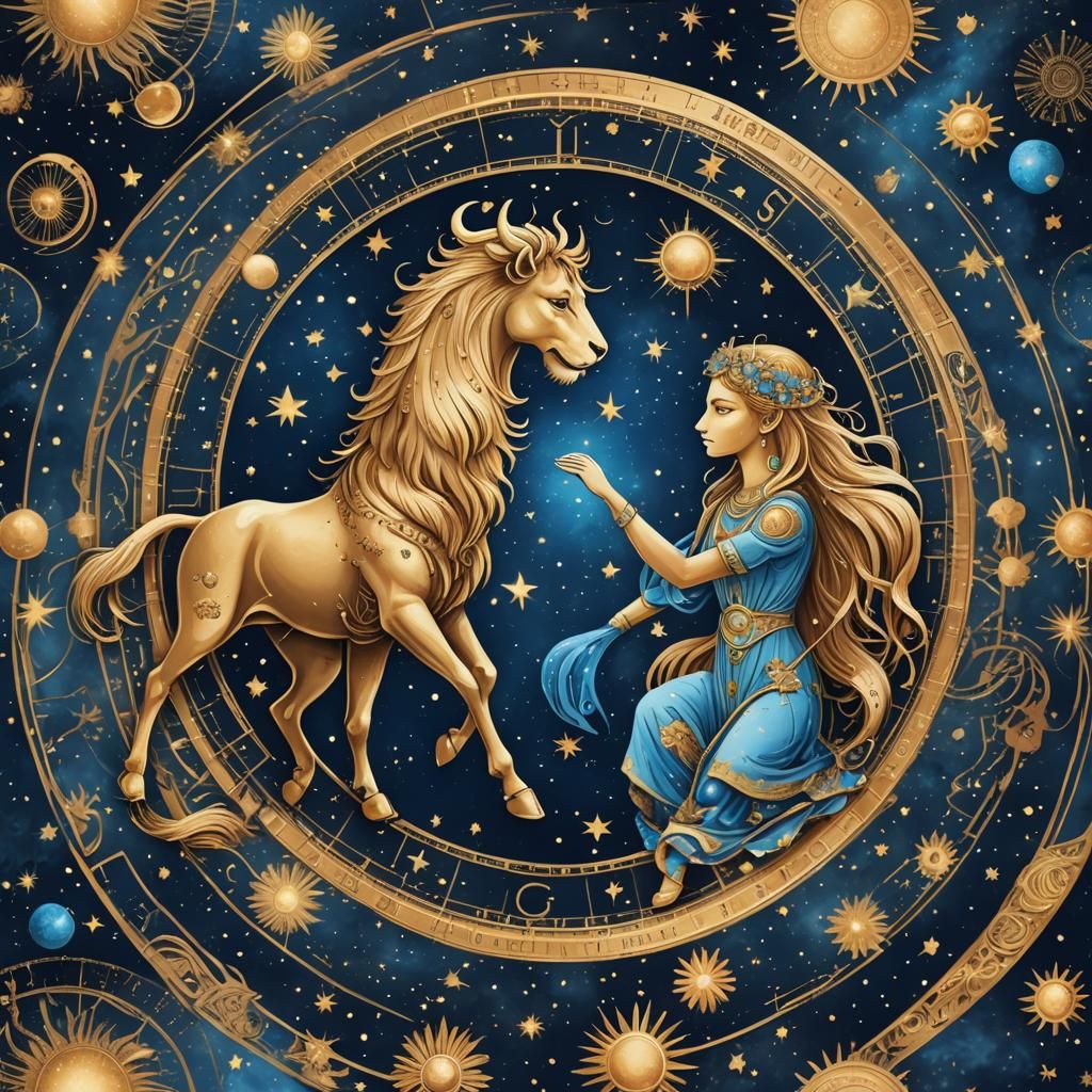Virgo and Leo Zodiac Signs in Space