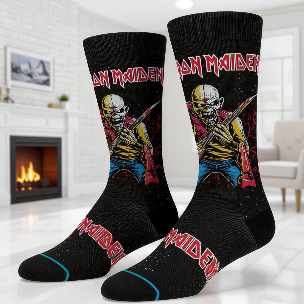 Iron Maiden Eddie Socks in Deathcore Style