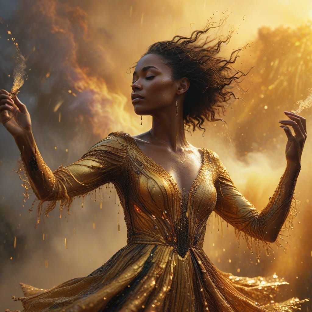 Golden Hour Goddess in Vibrant, Textured Glory