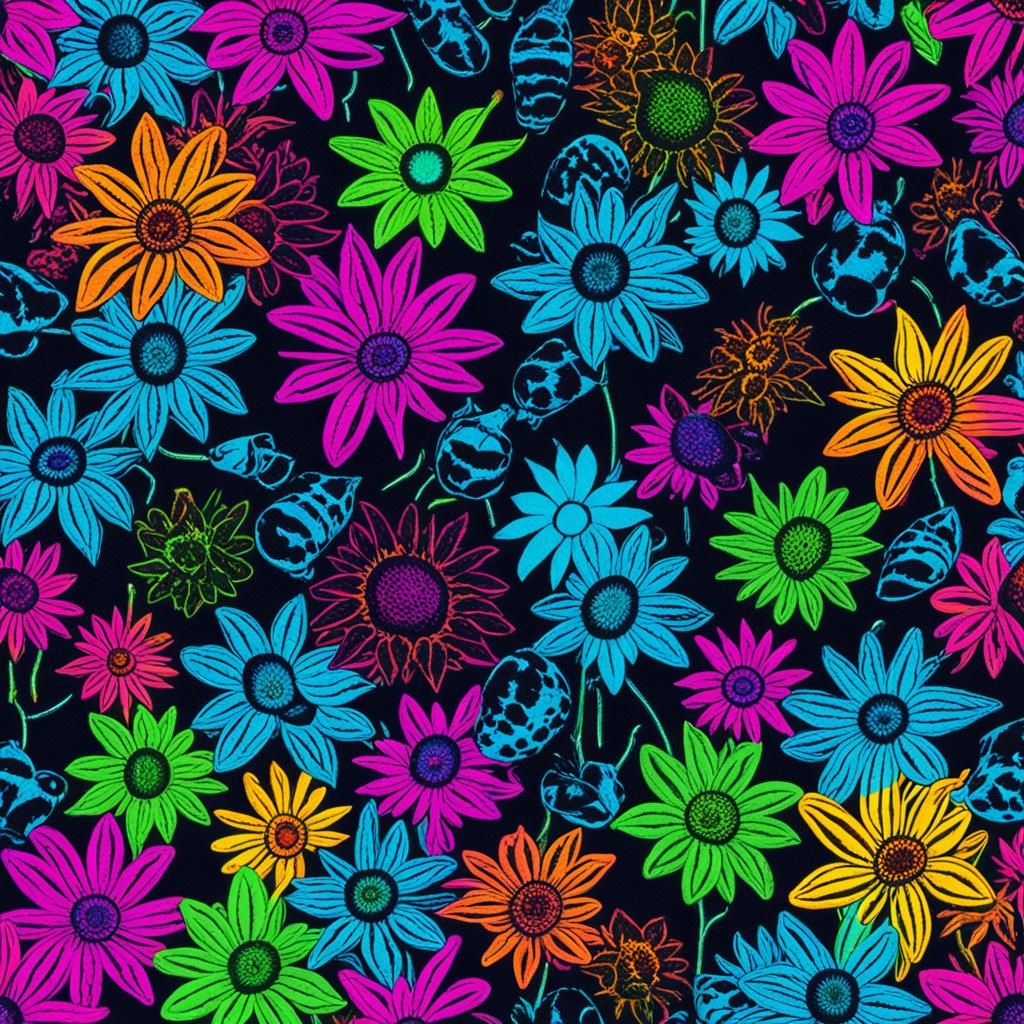 Psychedelic Cannabis Leopard Print: Neon UV Art