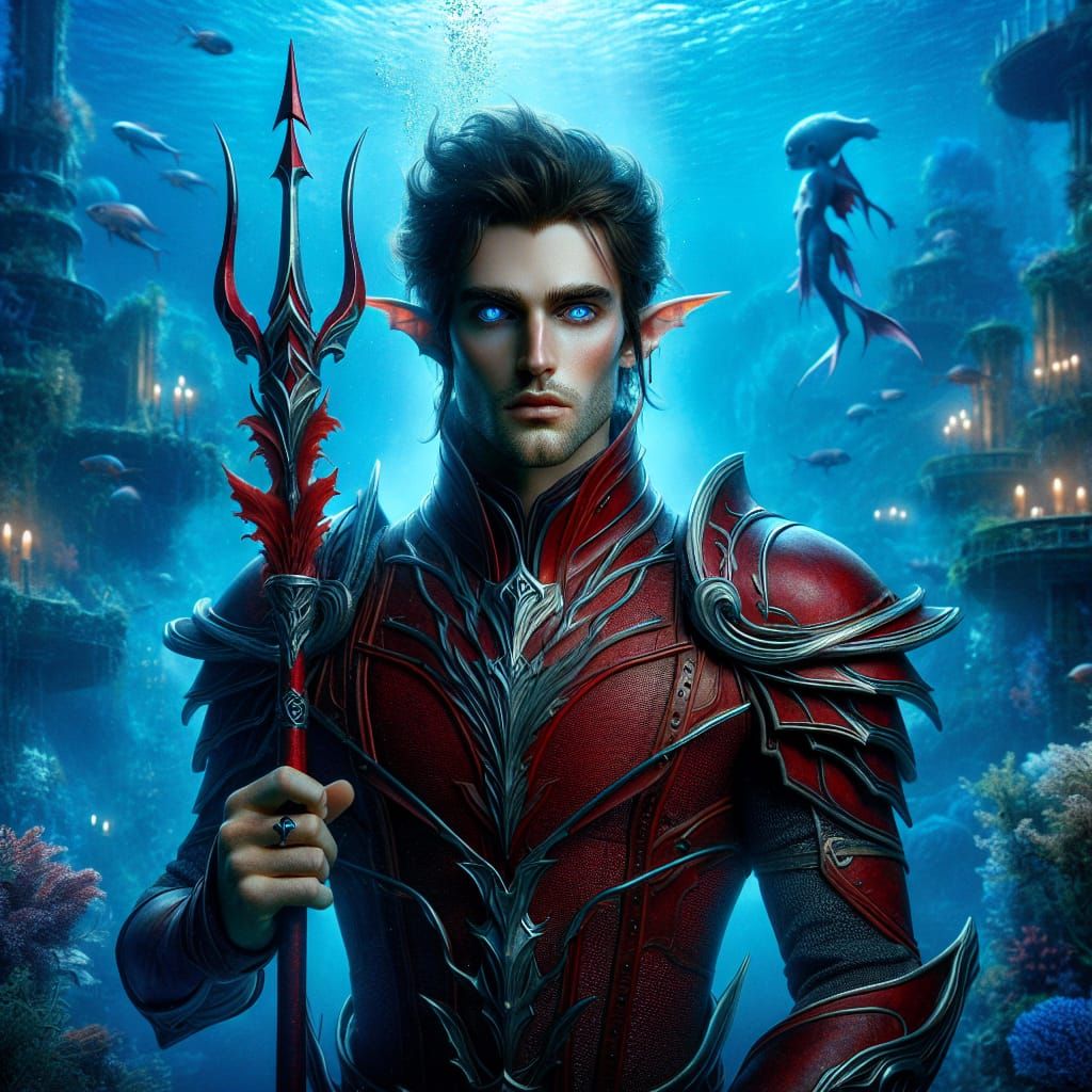 Epic Elf Knight in Underwater Atlantis