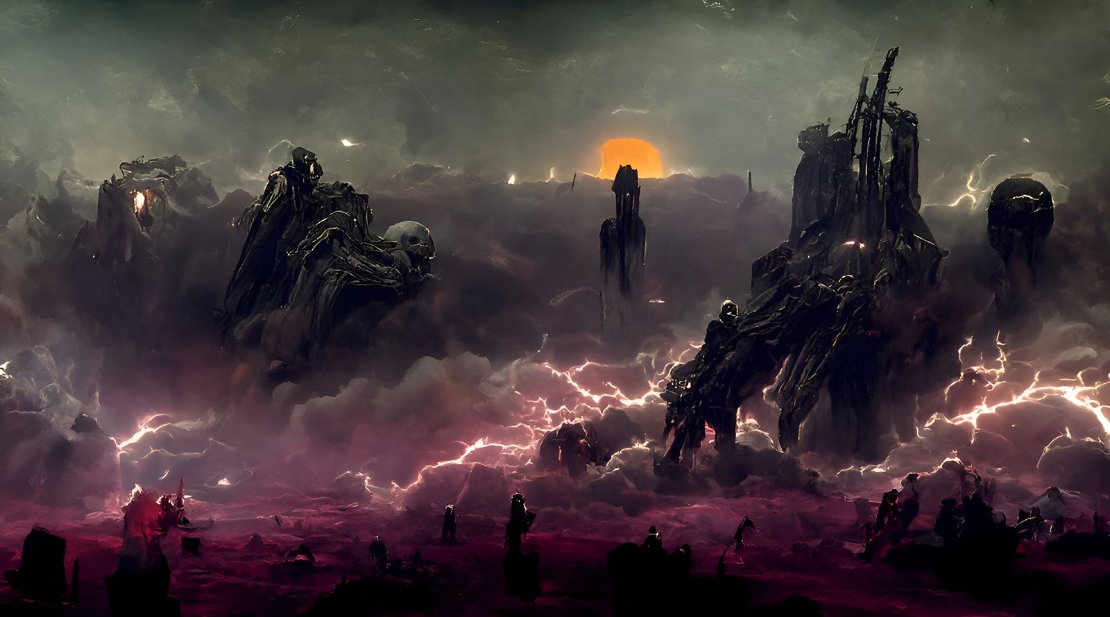 Dark Fantasy Apocalypse Landscape in Photorealistic Style