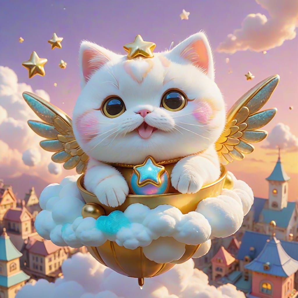 Magical Kitten Cafe in the Sky, Ghibli-Inspired