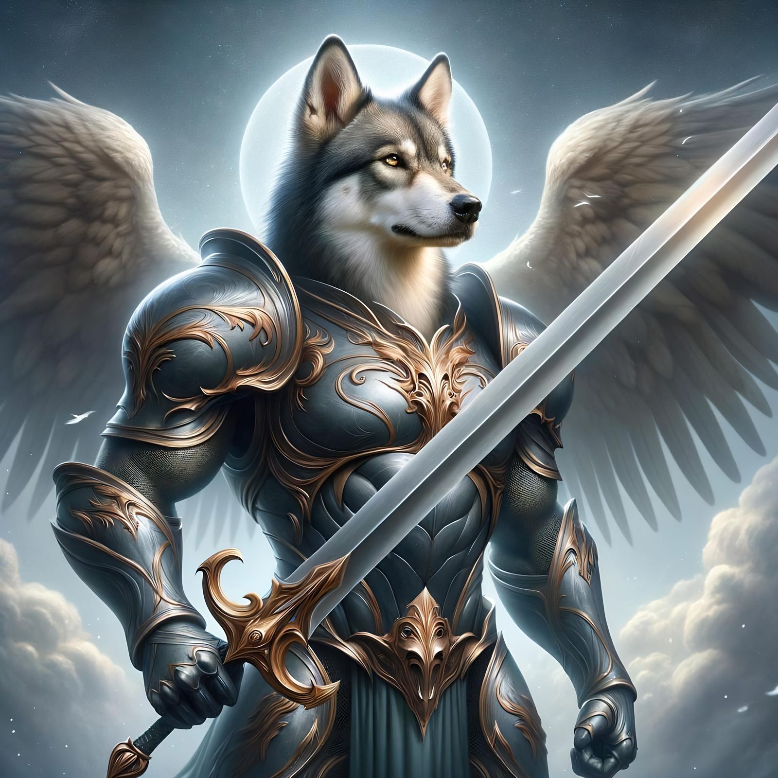 Noble Canine Warrior in Gleaming Armor