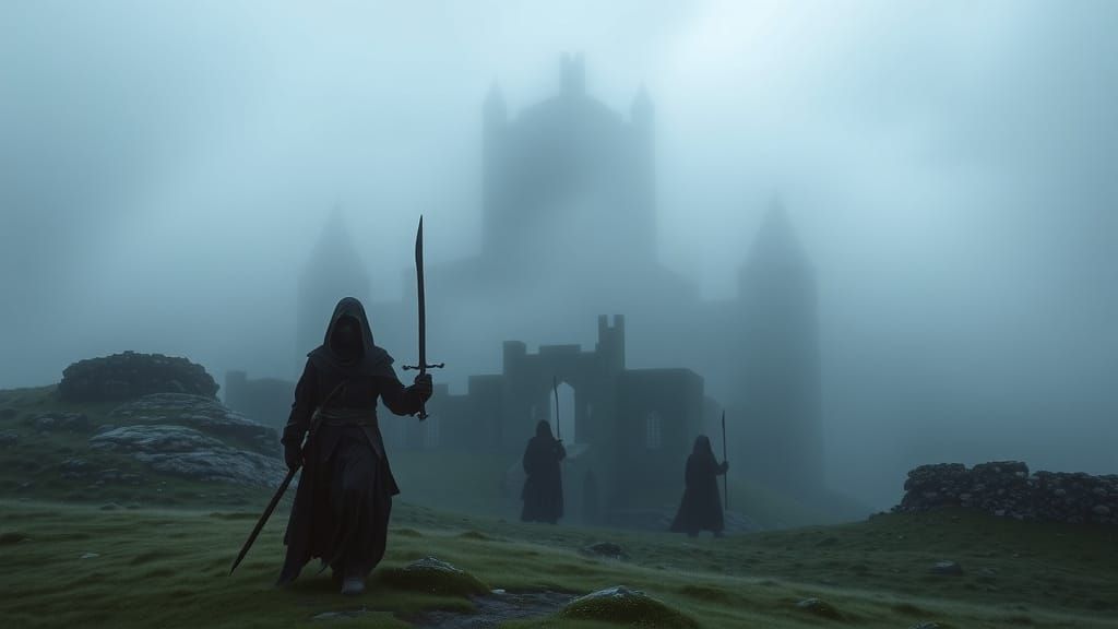 Castle Duntulm Ghosts in Misty Skye Storm