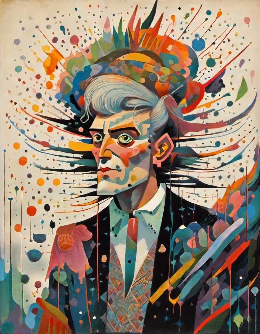 Oberon, Faerie Lord, in Colorful Vintage Punk Art