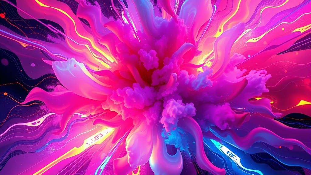Explosion of Neon Colors in Futuristic Style
