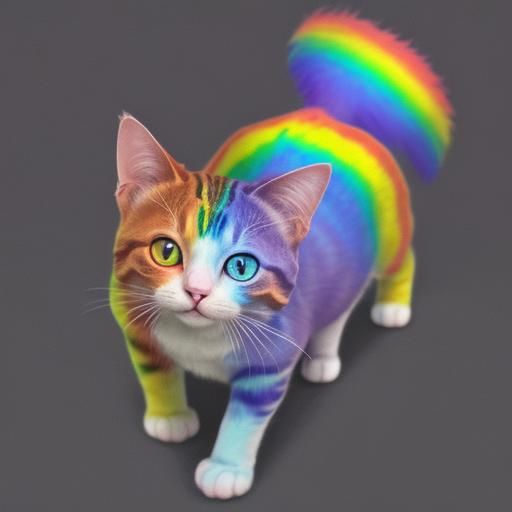 Colorful Rainbow Cat Generated by AI