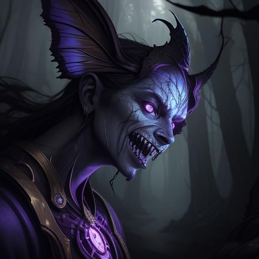 Eerie Butterfly Portrait in Dark Fantasy Art Nouveau Style