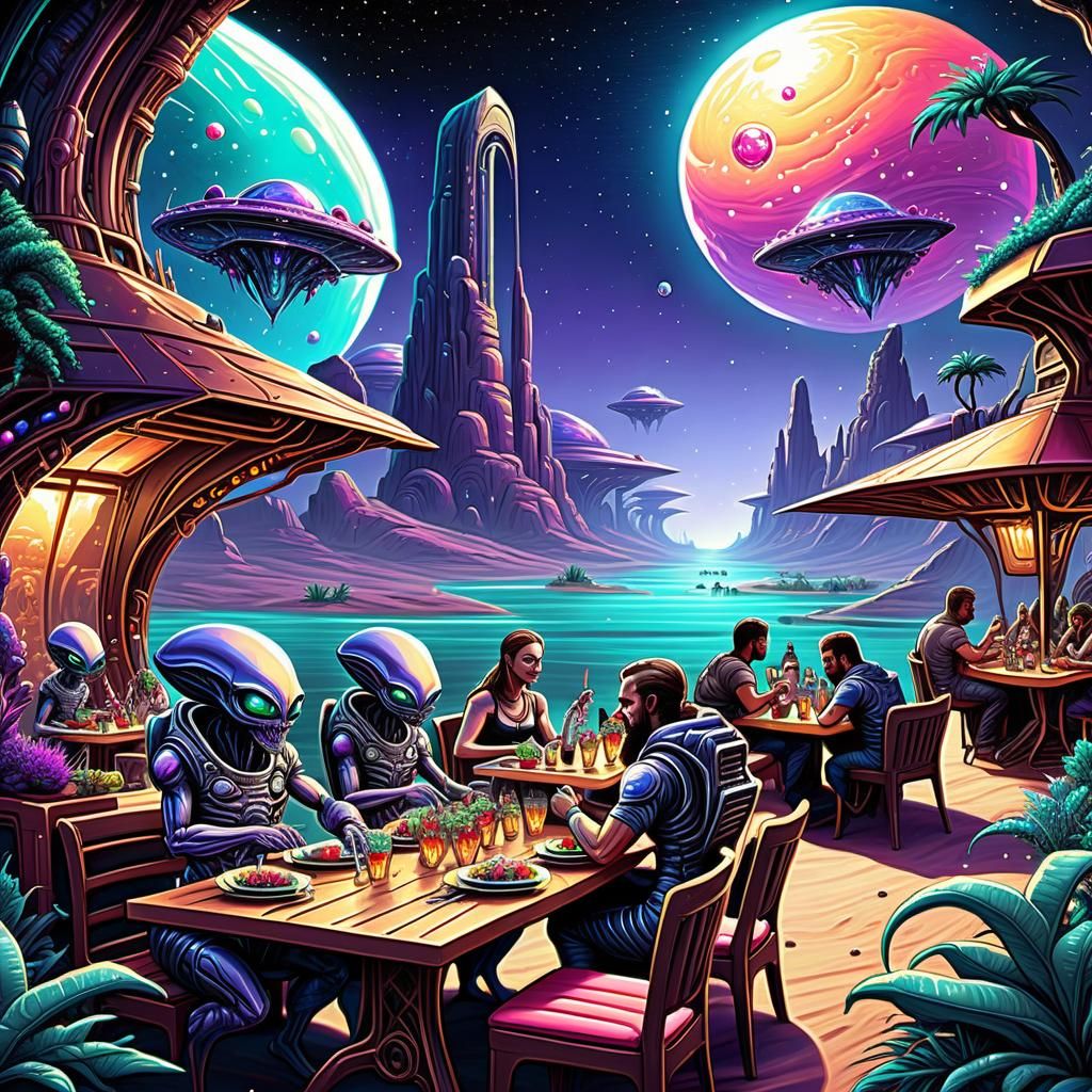 Galactic Oasis: Alien and Human Dining, Mumford Style