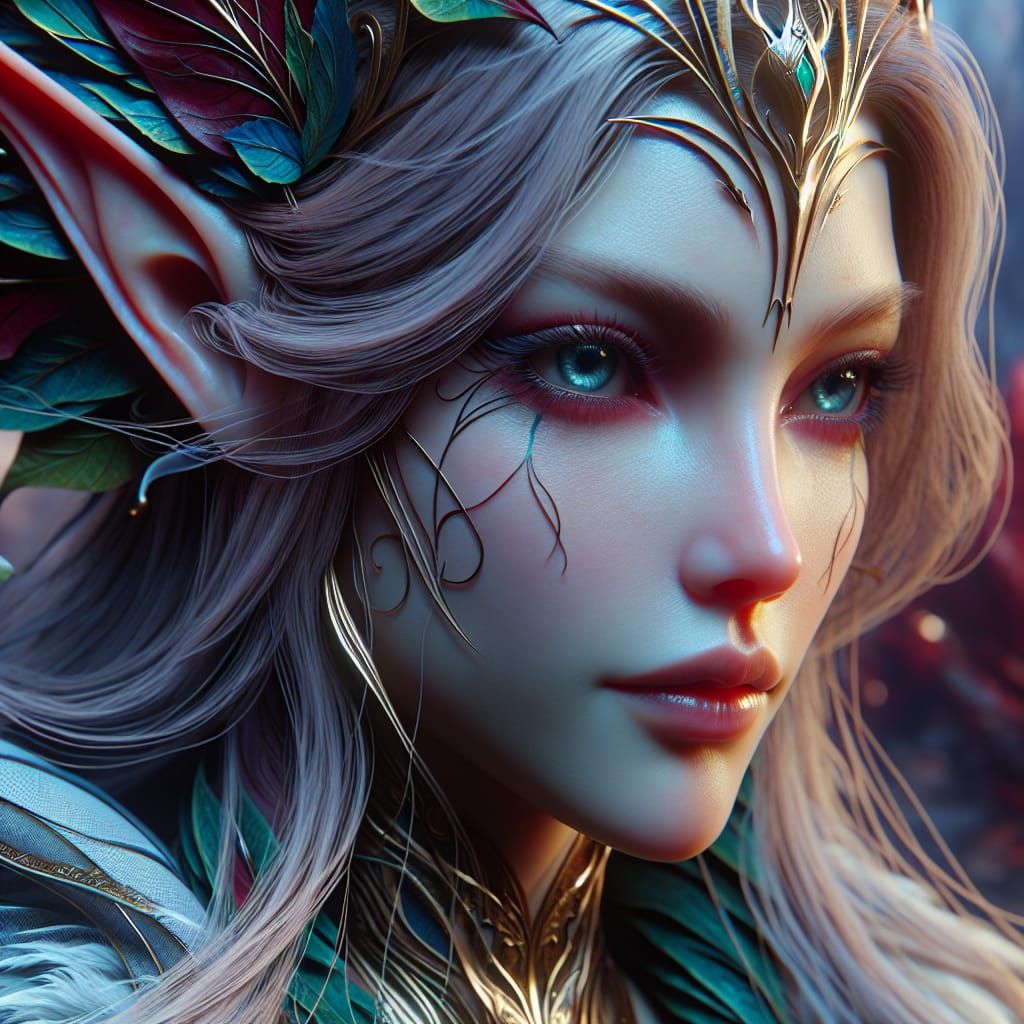 Fantastical Elven Goddess in Matte Painting Style