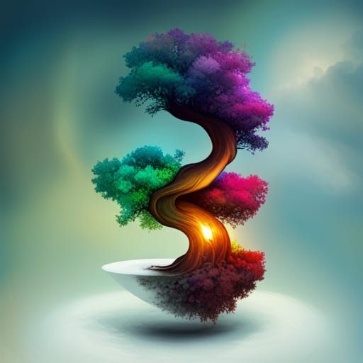 Yin Yang Tree of Life in Graffiti Art Style