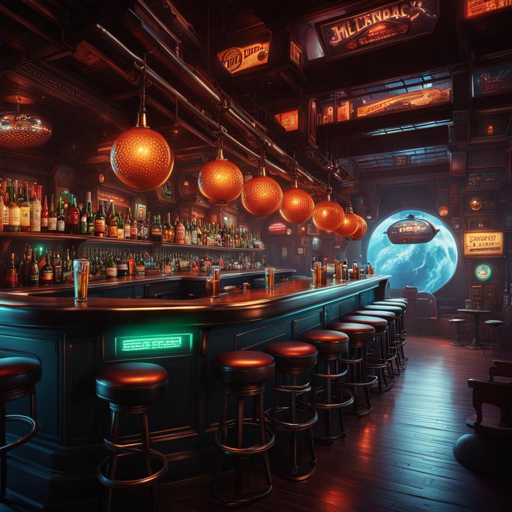 Rick Sanchez in a Futuristic Heavy Metal Pub