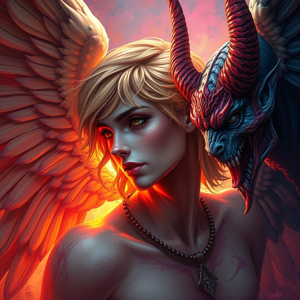 Hyperrealistic Angel, Demon, and Hybrid Character Portraits
