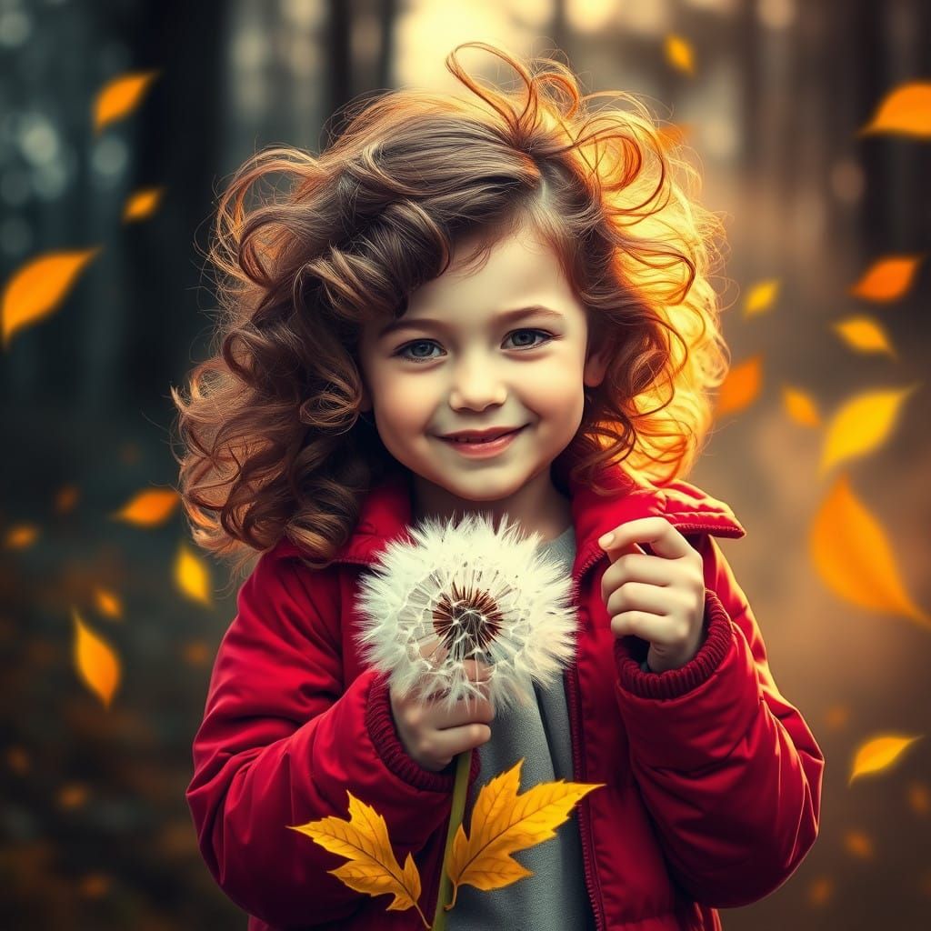 Whimsical Autumn Girl in Vibrant Graffiti Style