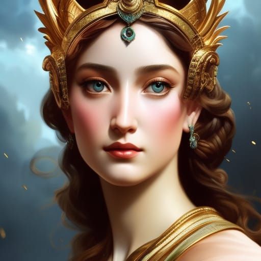 Artemis Portrait in Greek Mythology Style