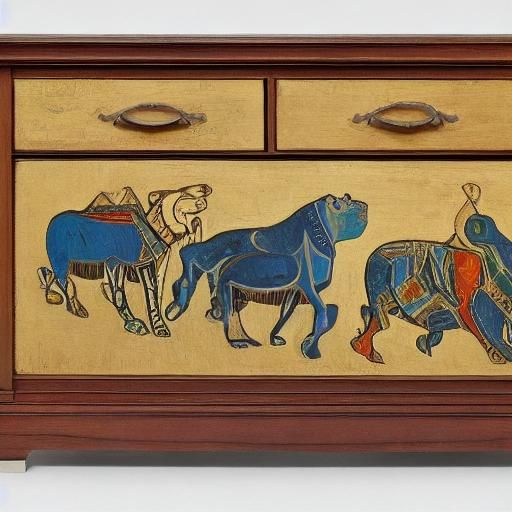 Hippopotamus Gnawing Furniture: Expressionist Wood Carving