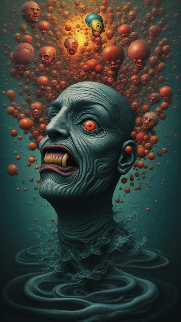 Mindscape of Emotions: Serene Face Surrounded by Expressive ...