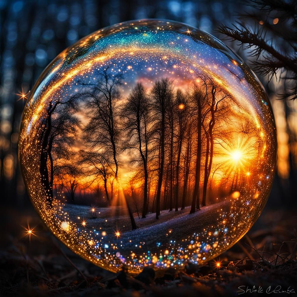 Sparkle Sunset in Magical Network: Klimt-Inspired Art