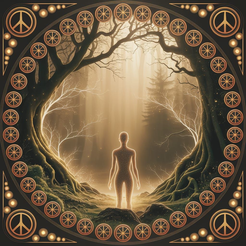 Serene Forest of Inner Peace Symbols with Translucent Human ...