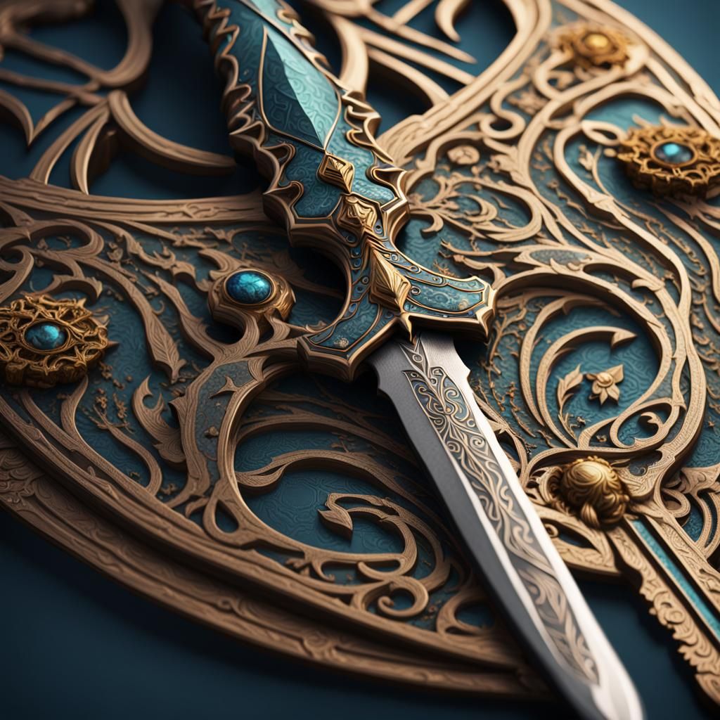 Intricate Dagger Close-Up: Fantasy Concept Art