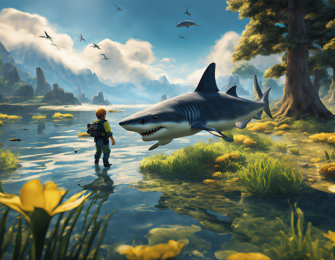 Roblox Noob Catches Shark in Serene Lake