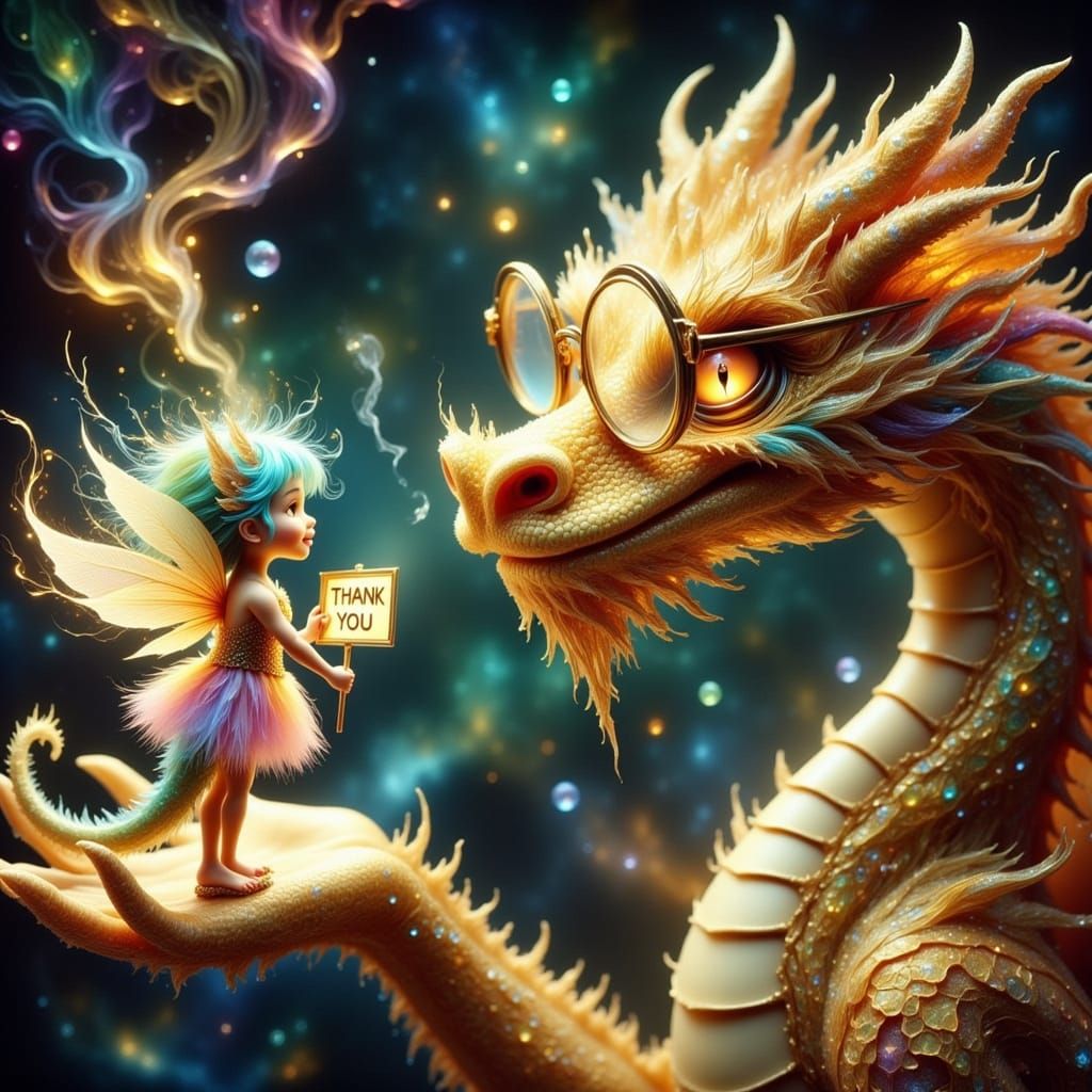 Ancient Dragon in Graffiti Style Discusses Gratitude with a ...