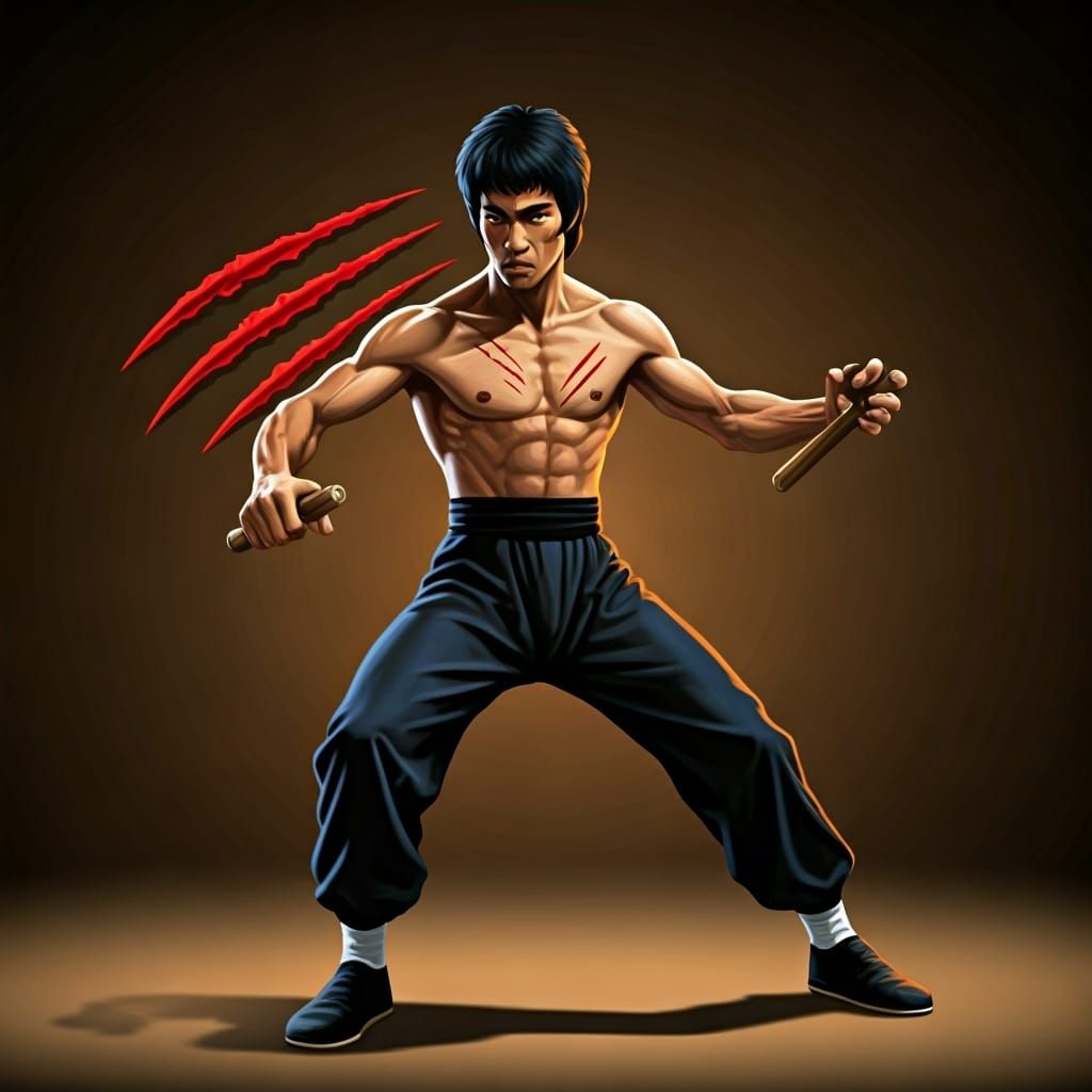 Bruce Lee Nunchaku in 1970s Film Style