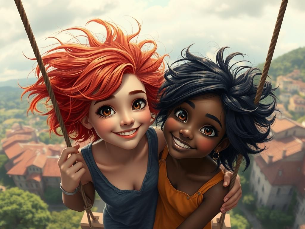 4 Pictures (4): Emma and Ava took a few photos with their cell phones on the swing.