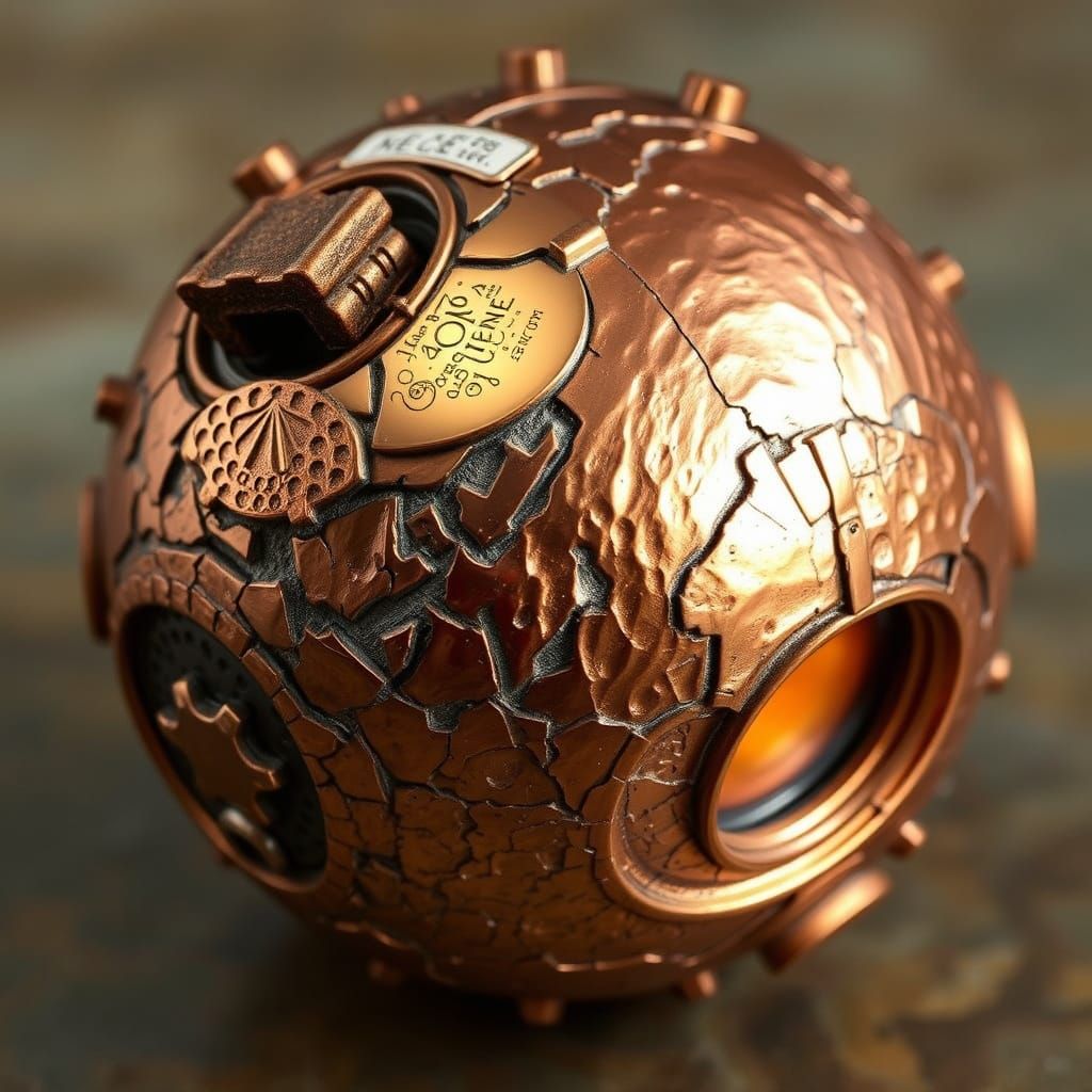 Copper Object with Intricate Texture and Golden Glow