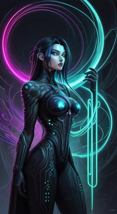 Surreal Cyberpunk Meditation in a Neon Cyber Realm