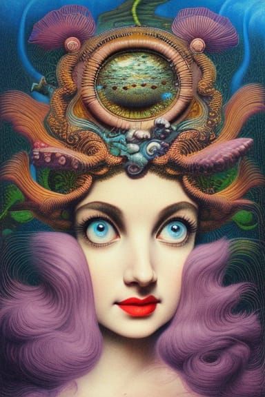 Oceanic Goddess with Filigree Headdress