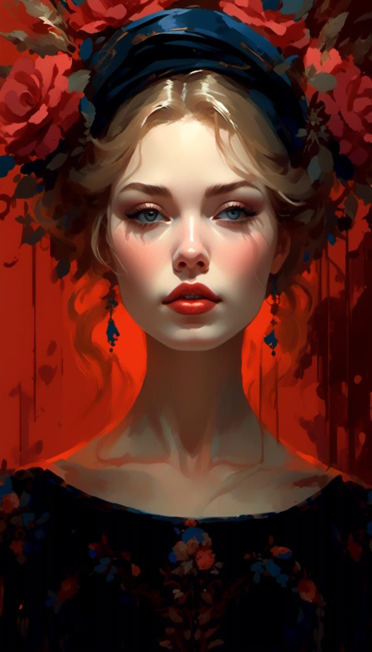 Floral Dress Illustration in Retro Art Style