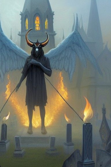 Sinister Baphomet in Burning Pentagram, Dark Fantasy
