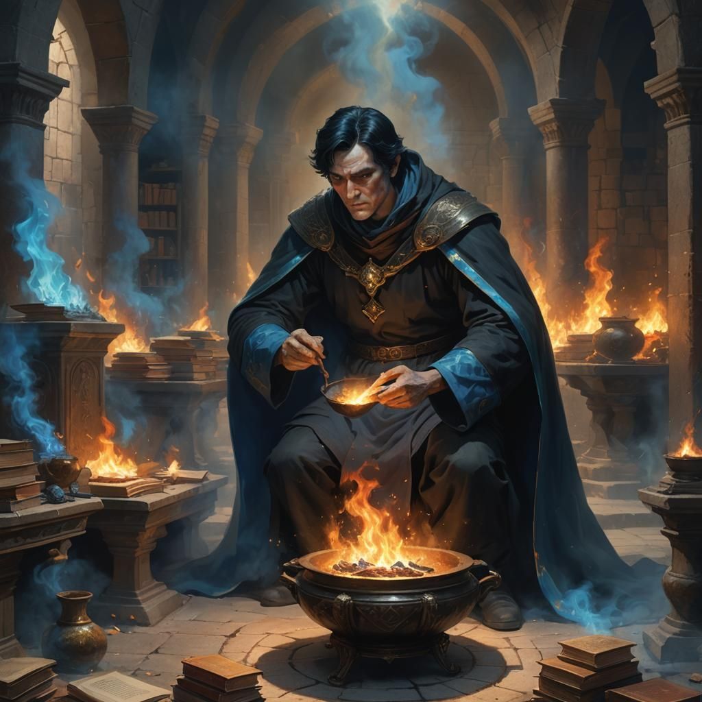 Crypt Keeper with Brazier: Dark Fantasy Concept Art