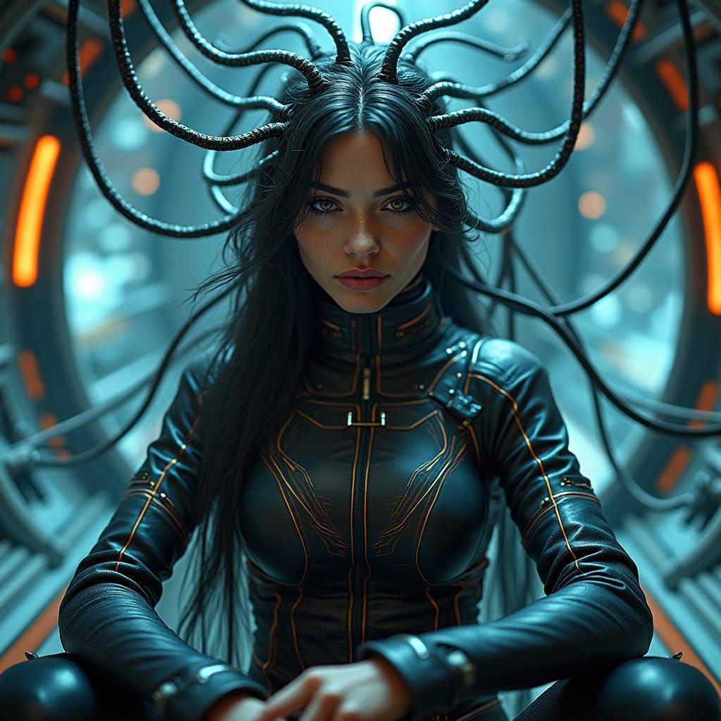 Woman-Machine Interface in Sci-Fi Style