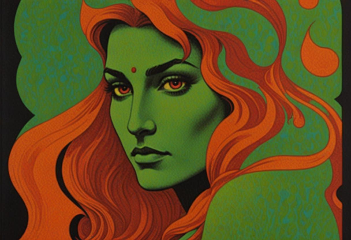 Psychedelic Rock Concert Poster in Vibrant Colors and Swirli...