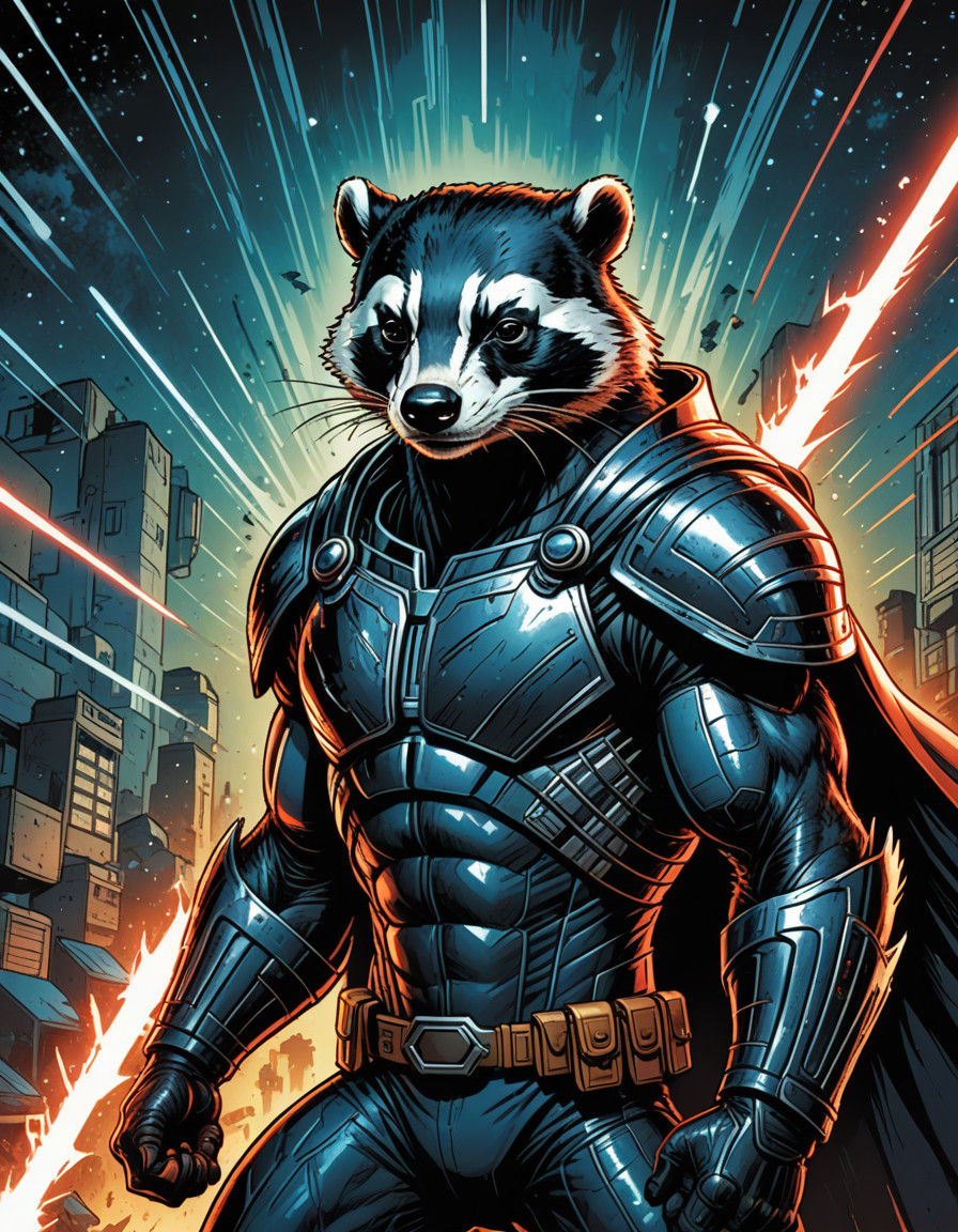 Superhero Badger Blazes with Laser Eyes