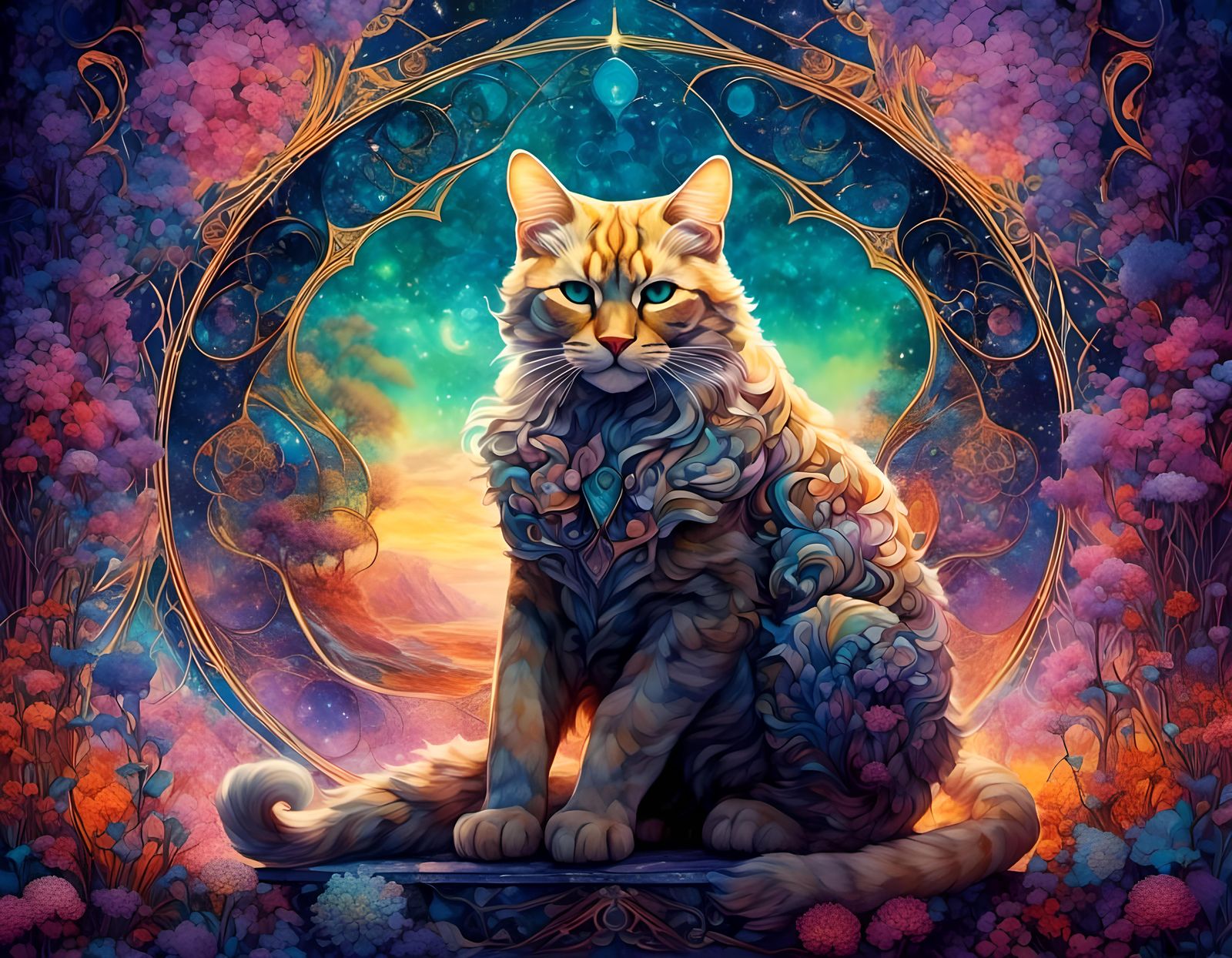 Cat-Man Fantasy Portrait in Ethereal Style