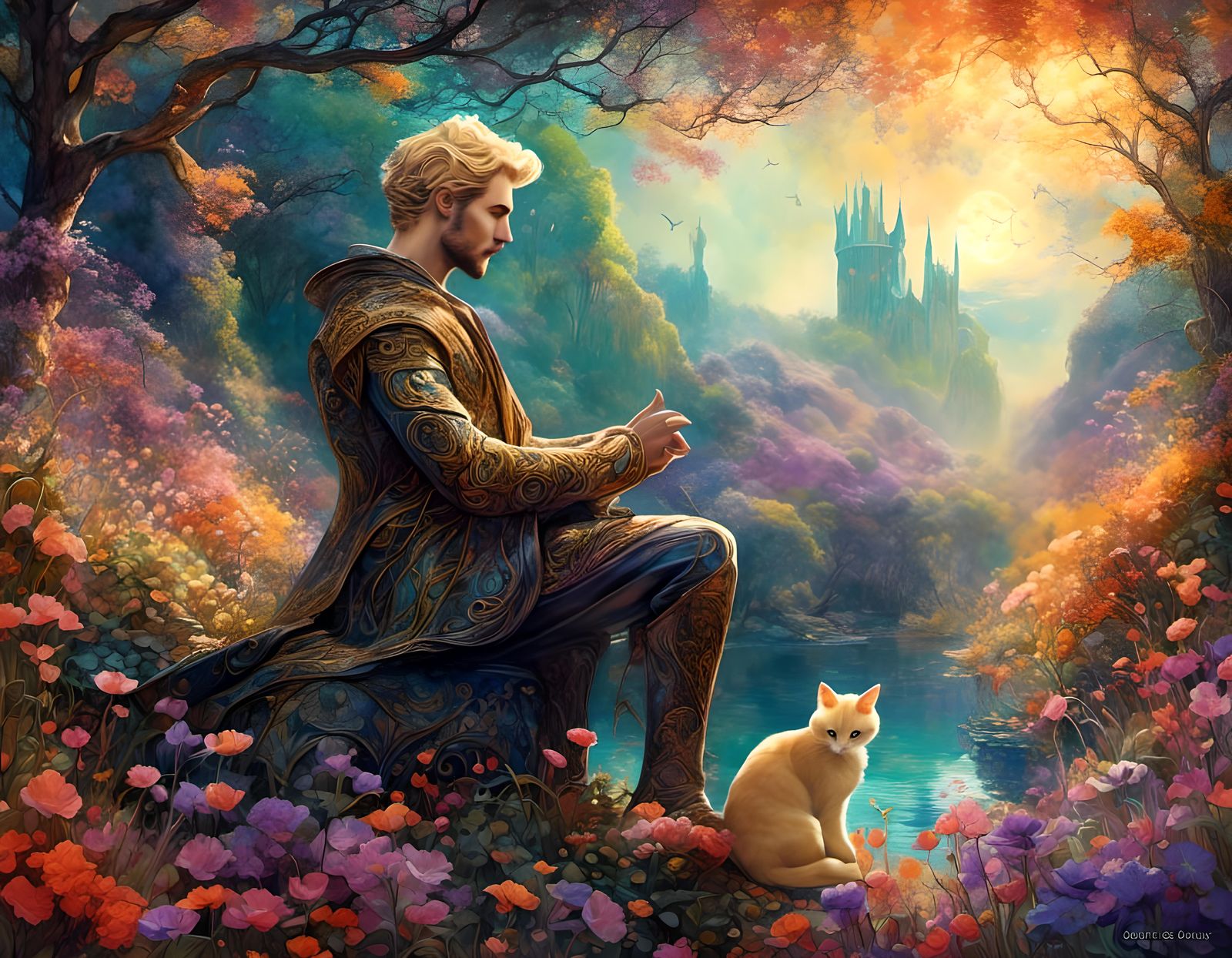 Ethereal Cat-Man in Fantasy-Core Style