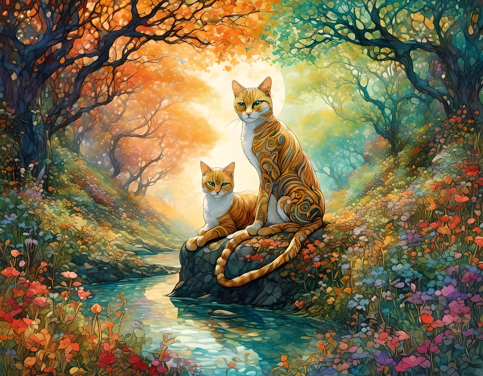 Cat-Man in Ethereal Goth Fantasy Landscape