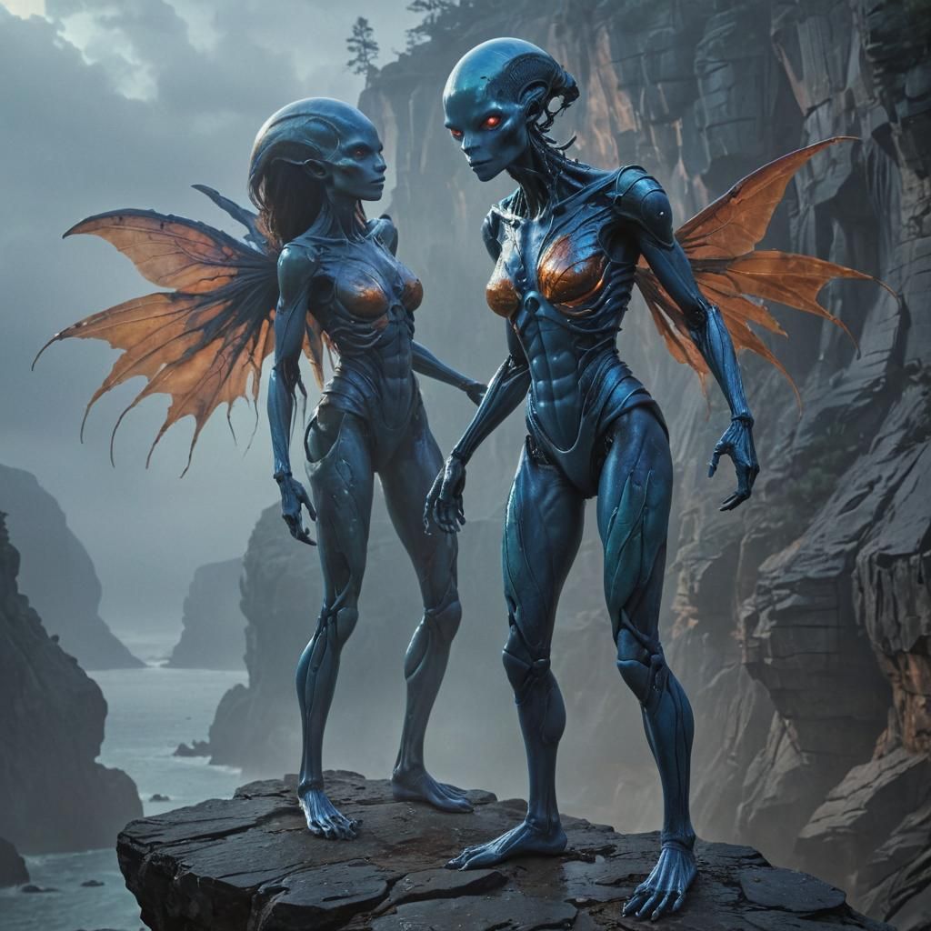 Surreal Alien Humanoid with Bioluminescent Markings