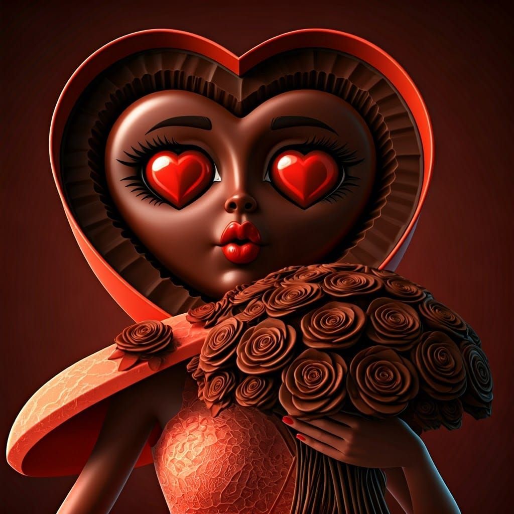 Heart Chocolate Box Character in 3D Game Style