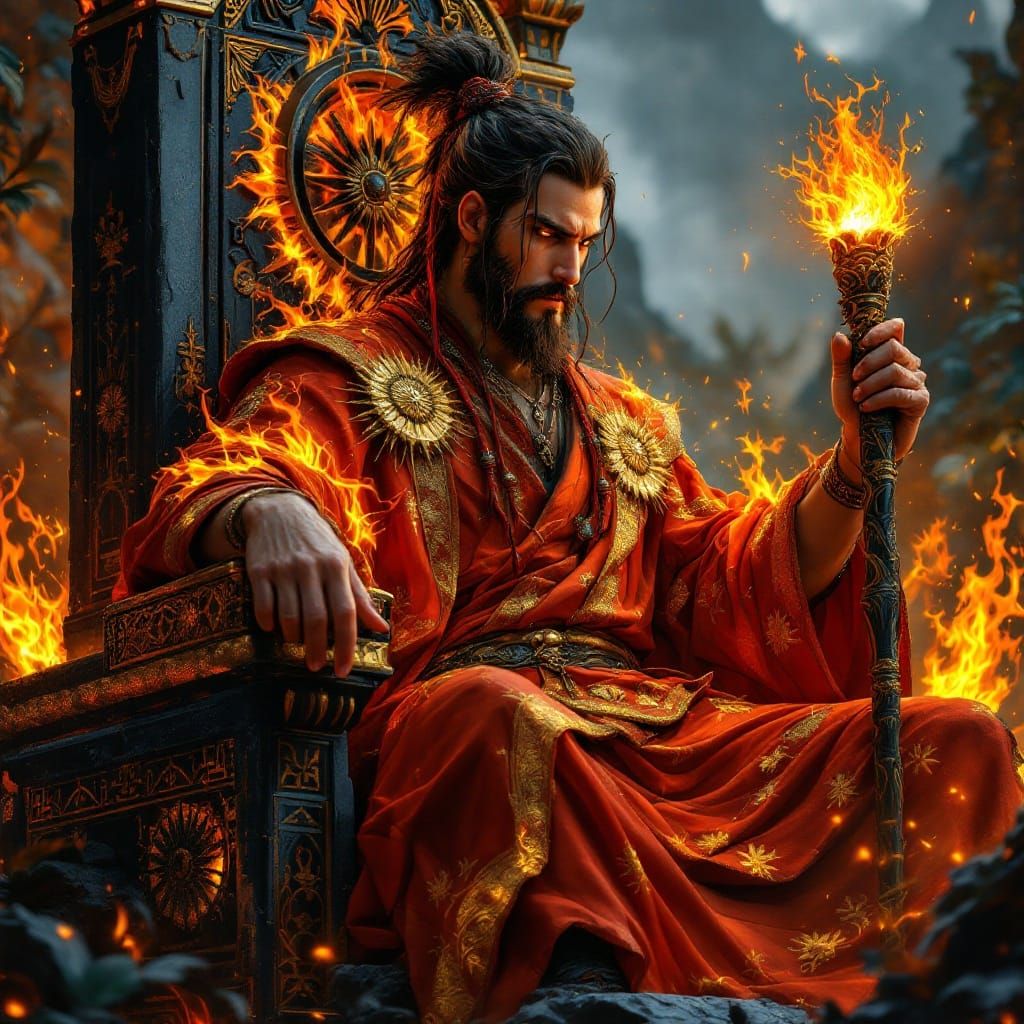 Fiery King on Obsidian Throne