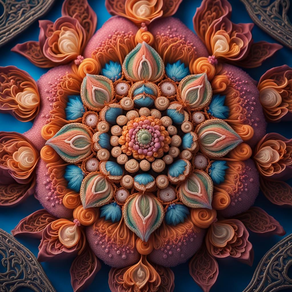 Detailed Floral Mandala Inspired by Macro Photography