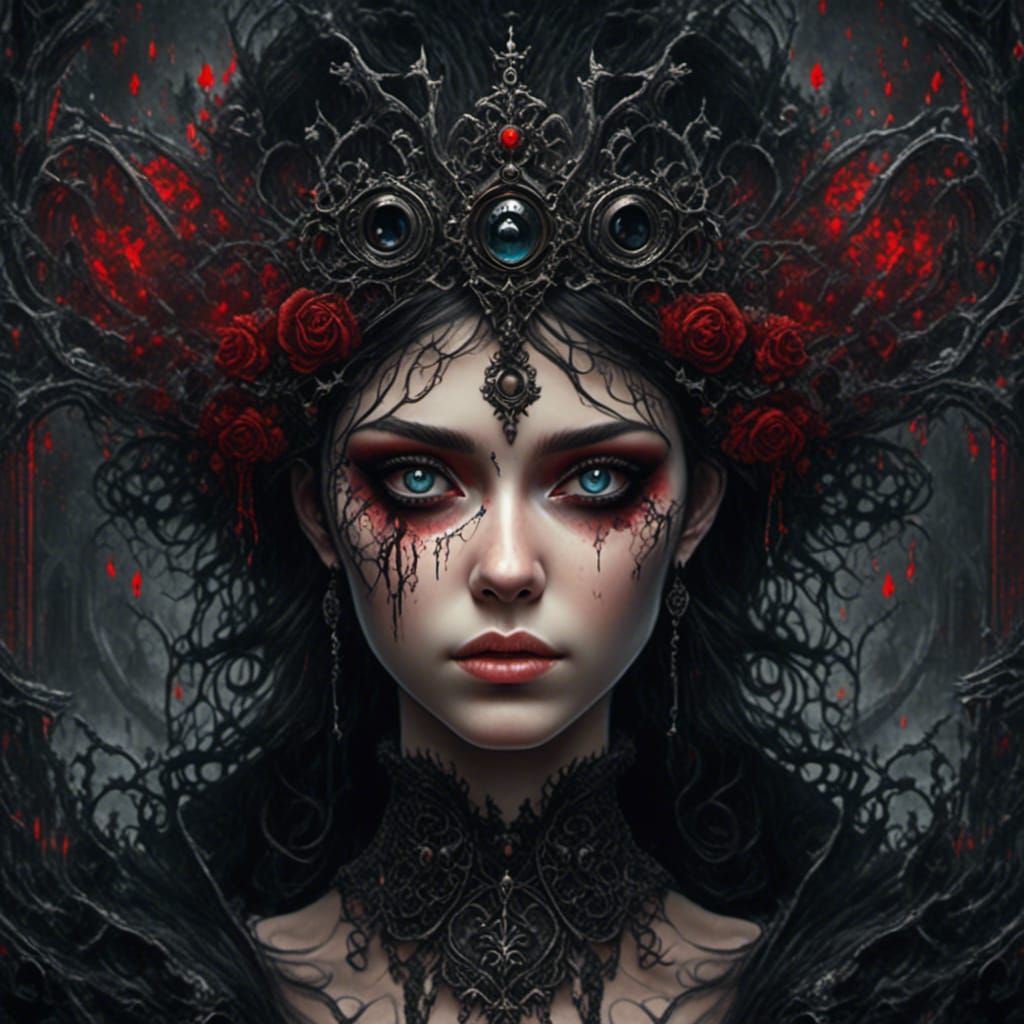 Gothic Emo Hipster with Vibrant Eyes in Manga Style