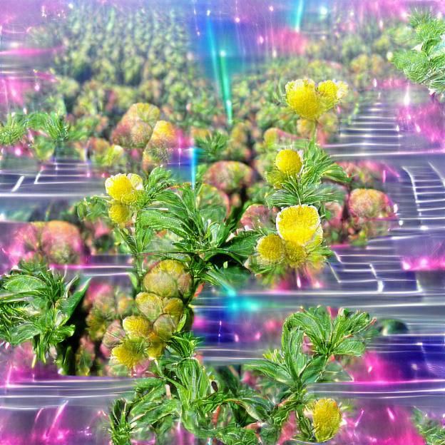 Holographic Rose Forest with Pineapple Weed