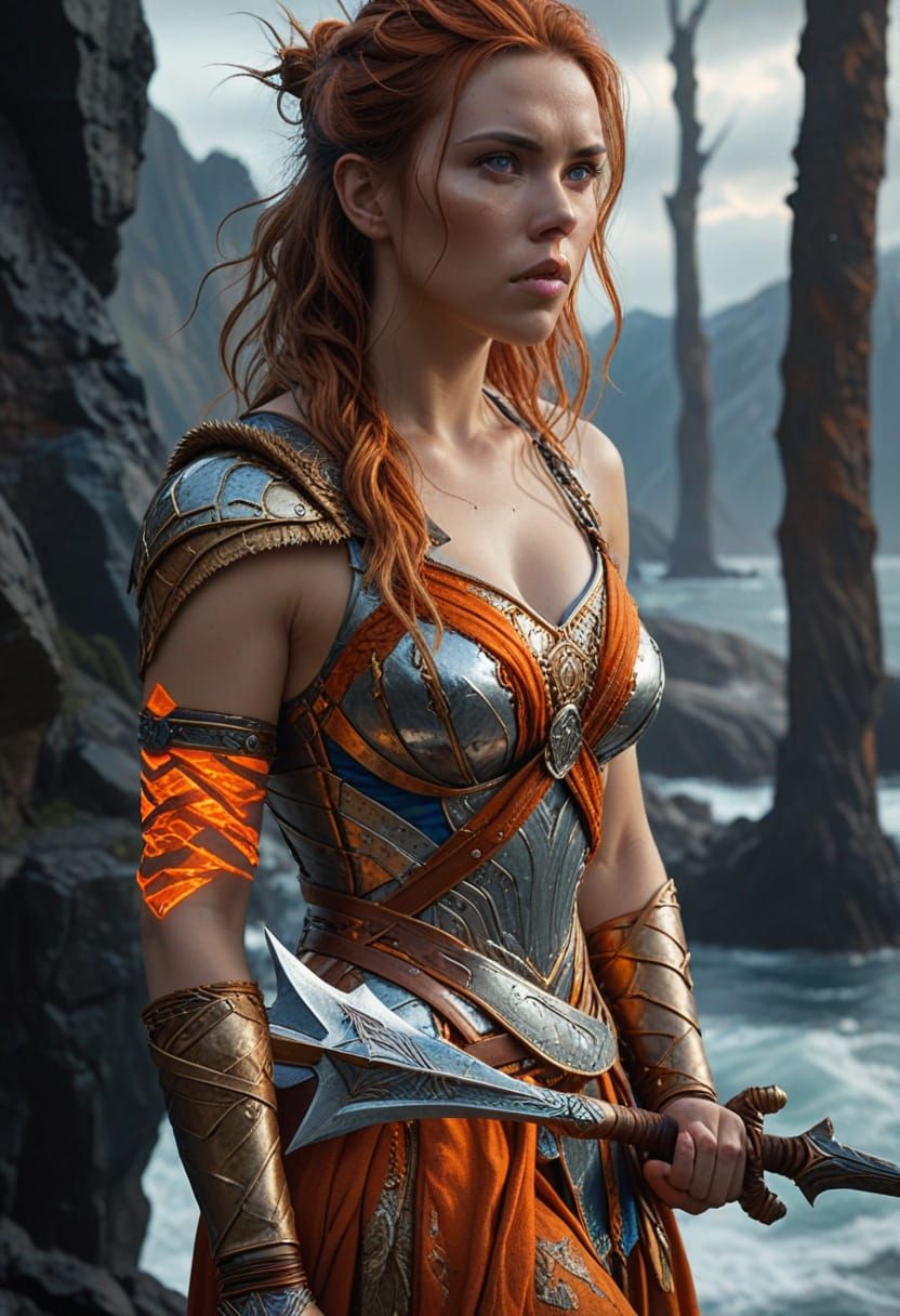 Viking Warrior in Silver and Gold Armor