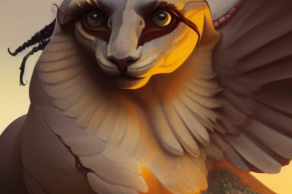 Mischievous Sphinx with Jack Black Face, Hyperdetailed Art