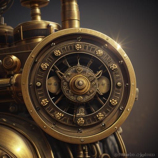 Steampunk Marijuana Flower on Victorian Engine Graffiti